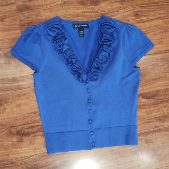 INC International Concepts Sweaters 32 Inc Royal Blue Cropped Cap